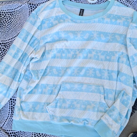 Ambrielle 2-piece Large Sweatshirt Sweatpant Blue Nordic Winter Pattern - Picture 3 of 4